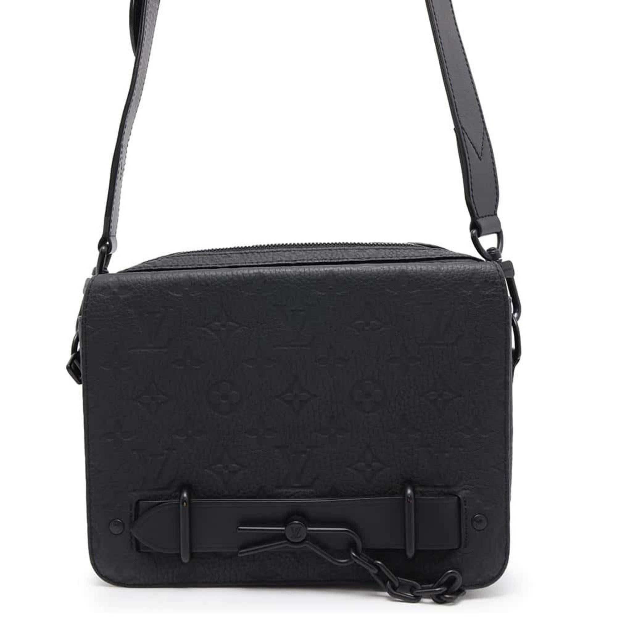 Louis Vuitton Steamer Black Leather Shoulder Bag Authentic