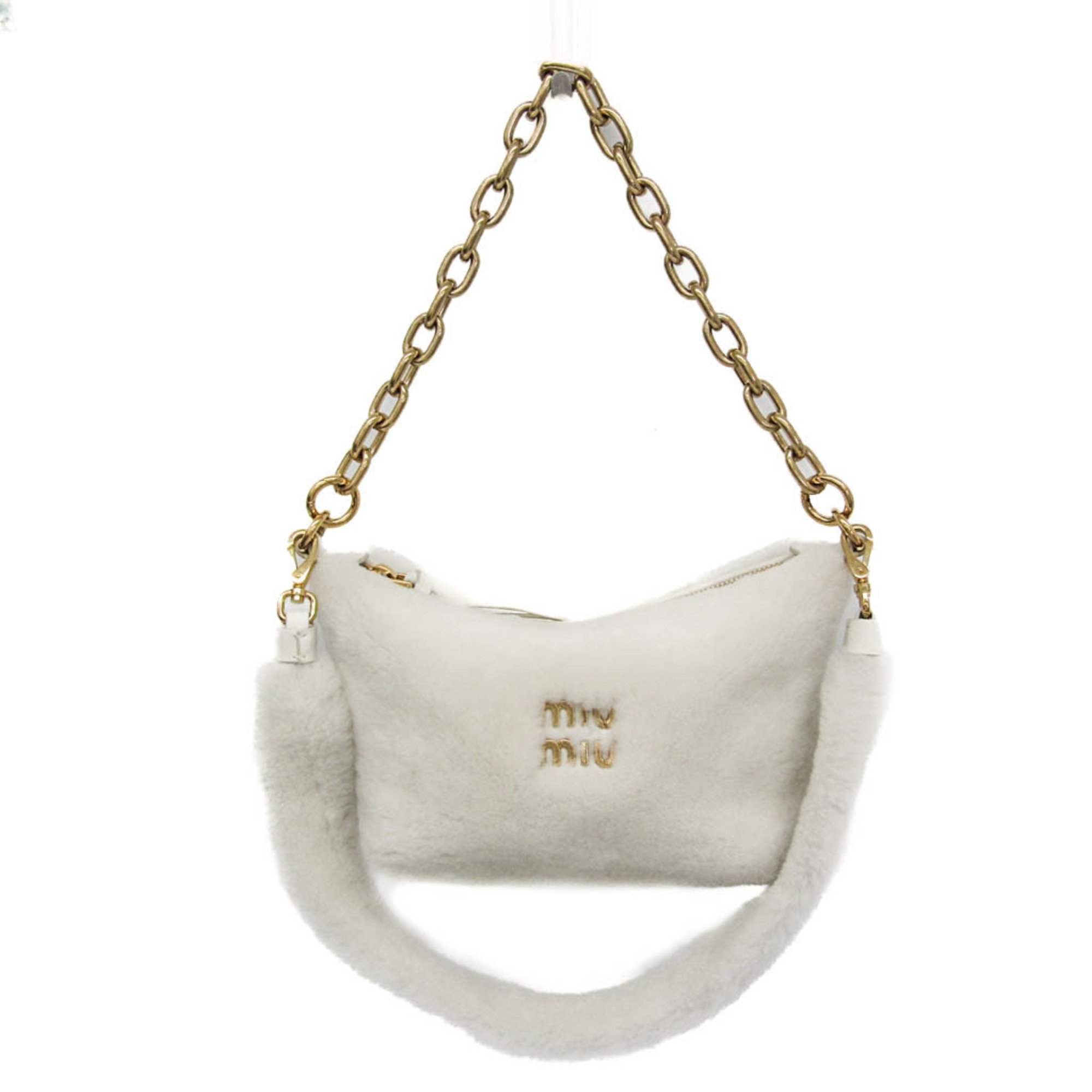 Miu White Faux Fur Shoulder Bag Authentic | eBay