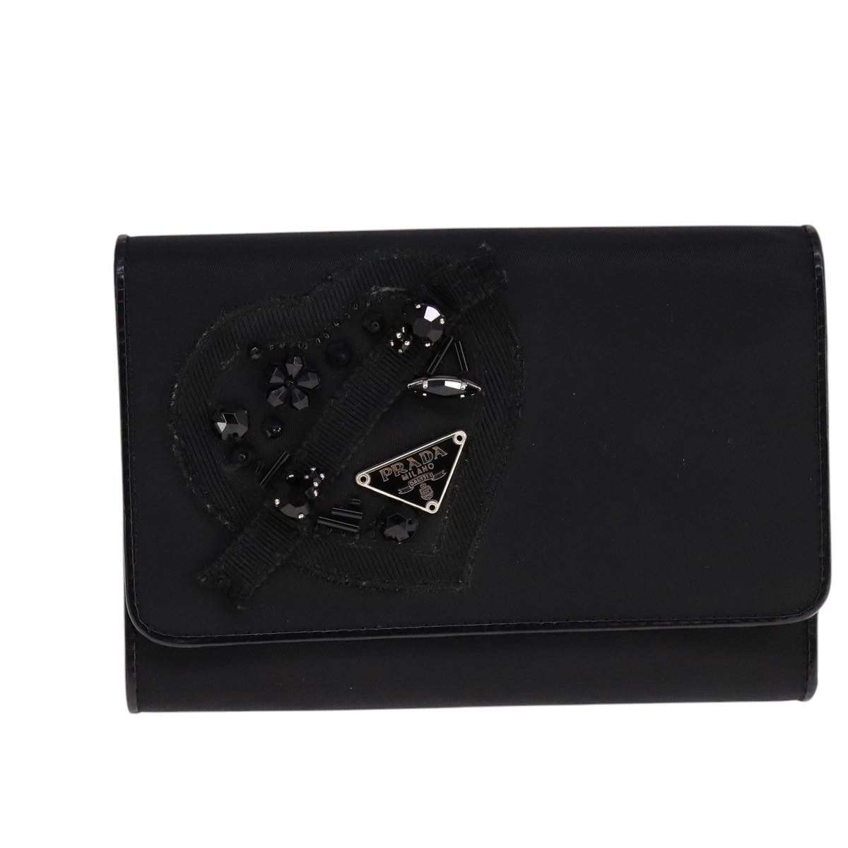 プラダ ブラックレザーウォレット ブラック コインパース付きレザーウォレット | PRADA