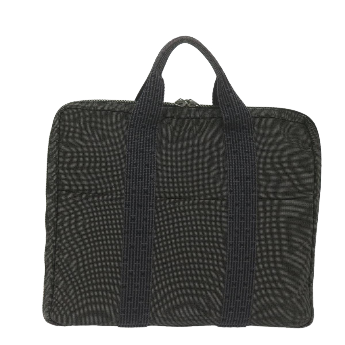 Herm s Herline Grey Canvas Briefcase Bag (Pre-Owned)