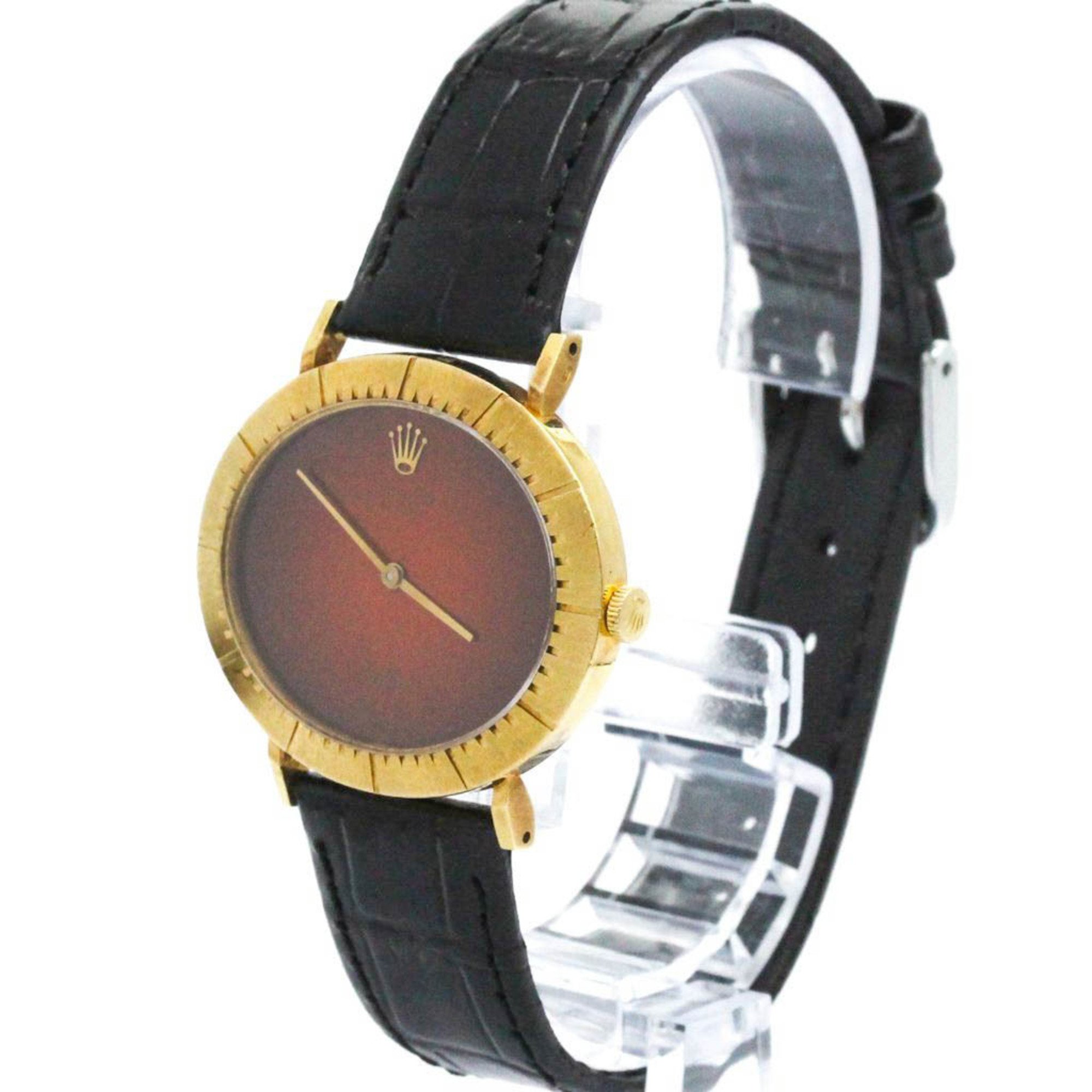 Rolex Cellini Burgundy Yellow Gold Bag Watch (Pre-Owned)