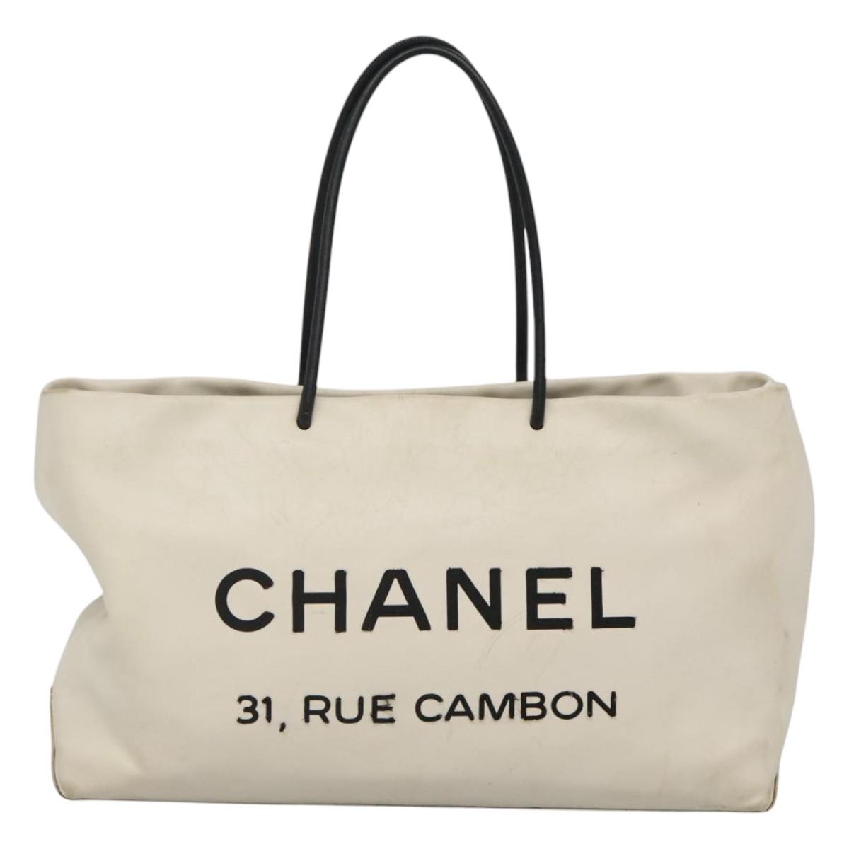 Chanel Cambon Authentic White Leather Tote Bag