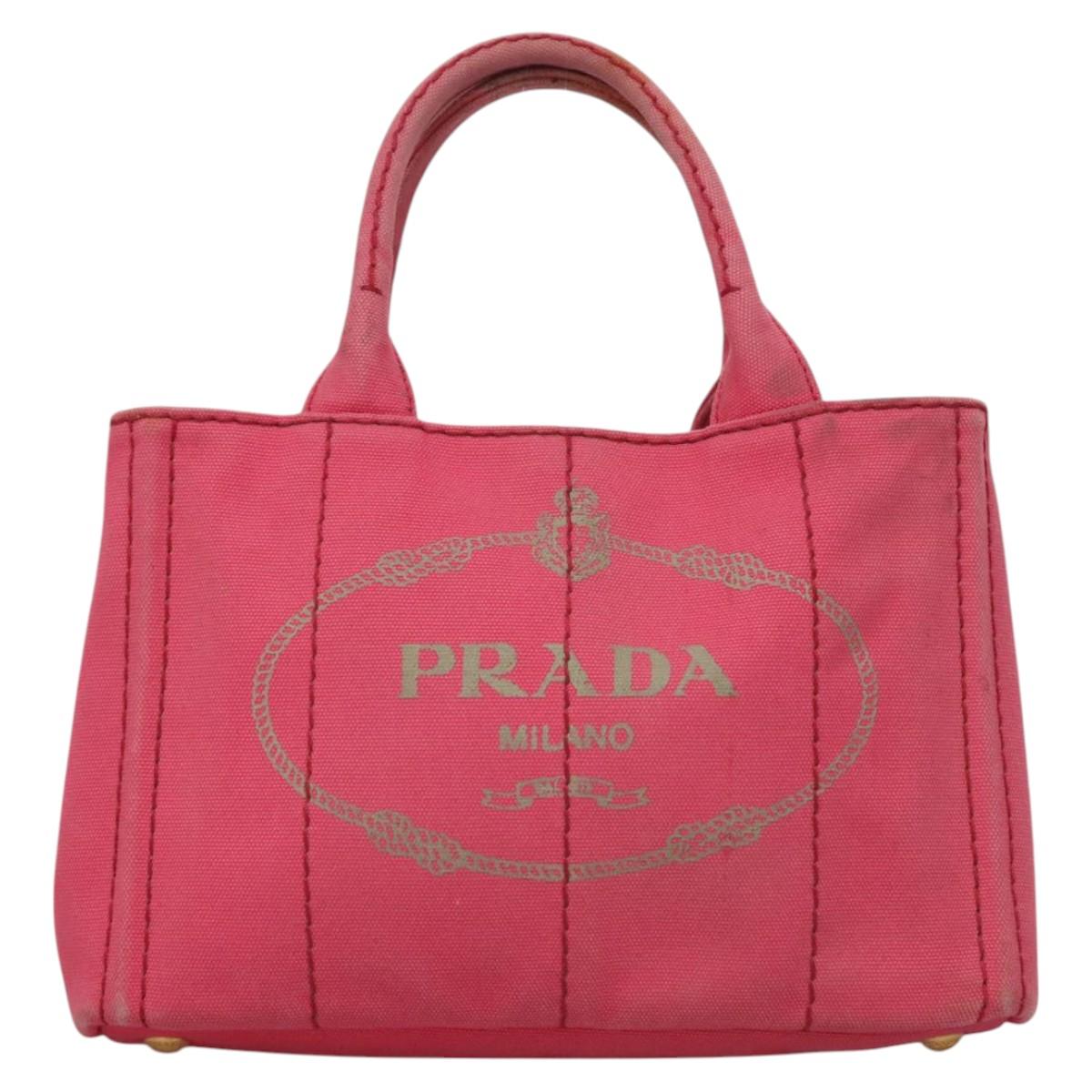 Prada Canapa Pink Canvas Handbag 100% Authentic Luxury Tote