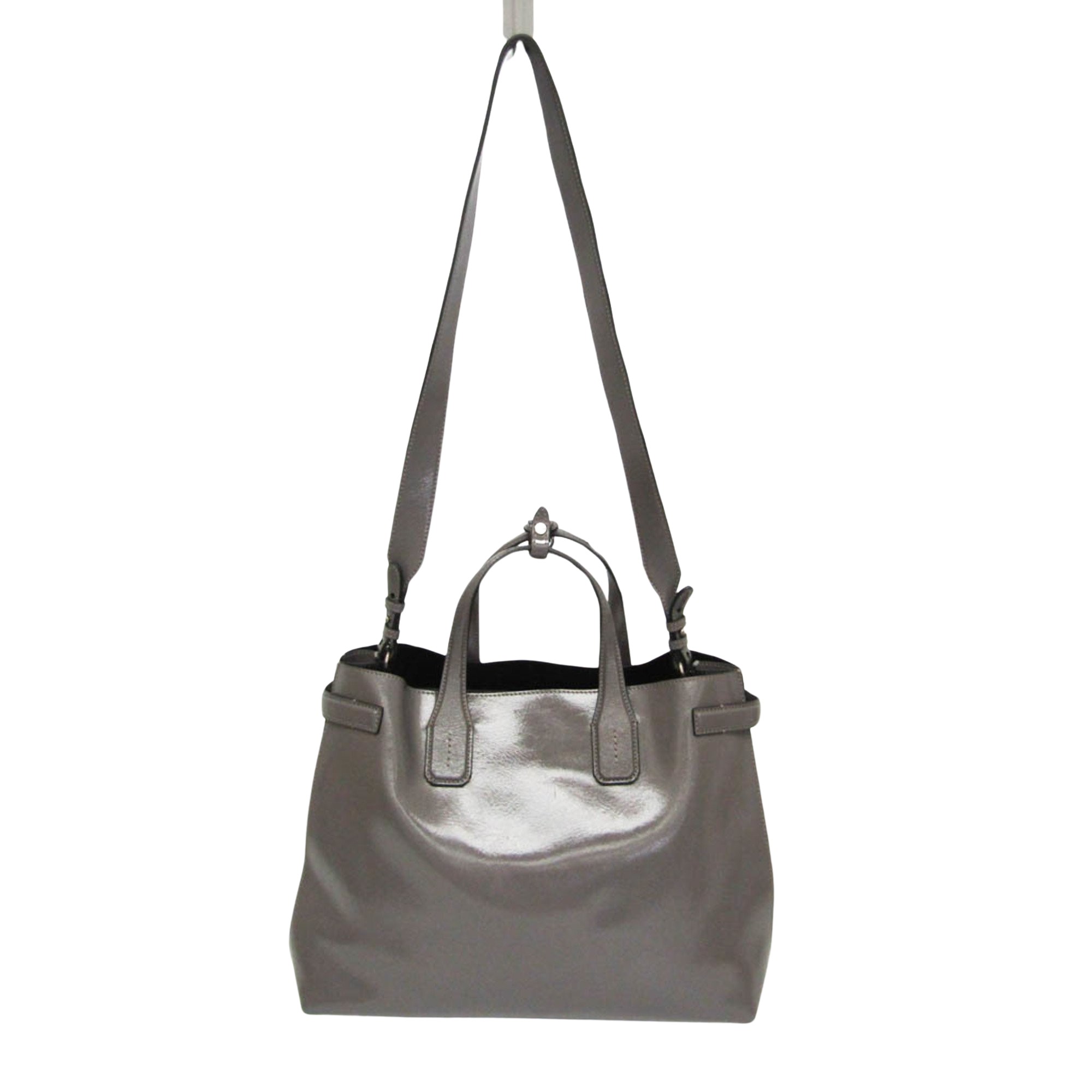 【関税&送料込】Burberry Bags Grey Burberry Grey Leather Handbag Authentic | eBay