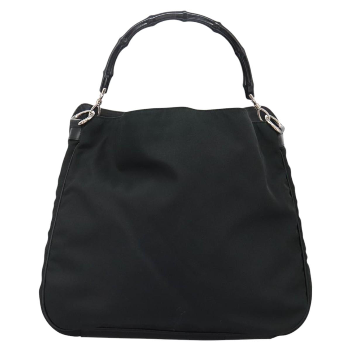 Gucci Bamboo Black Nylon Handbag Authentic