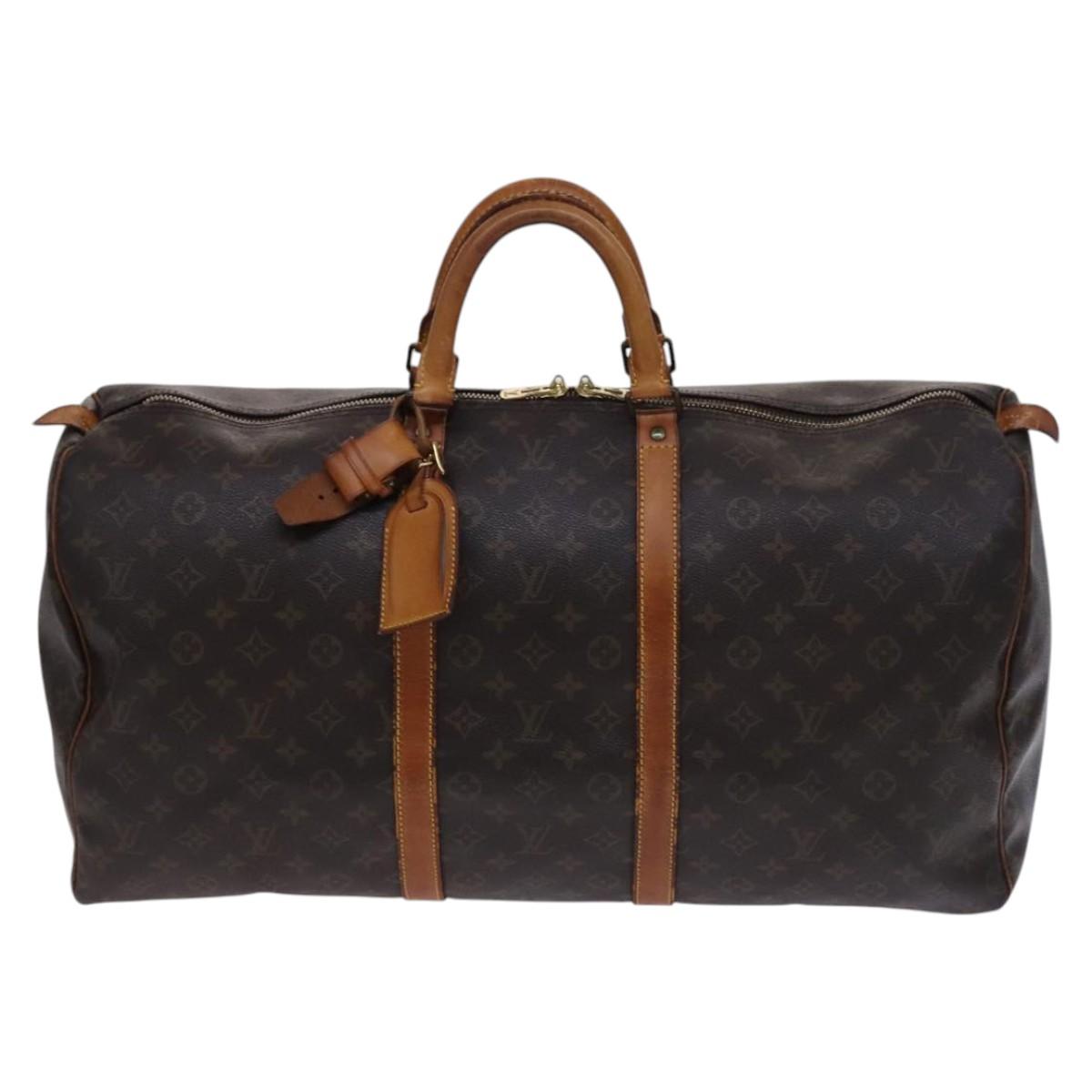 Louis Vuitton Keepall 55 Brown Canvas Travel Bag Authentic