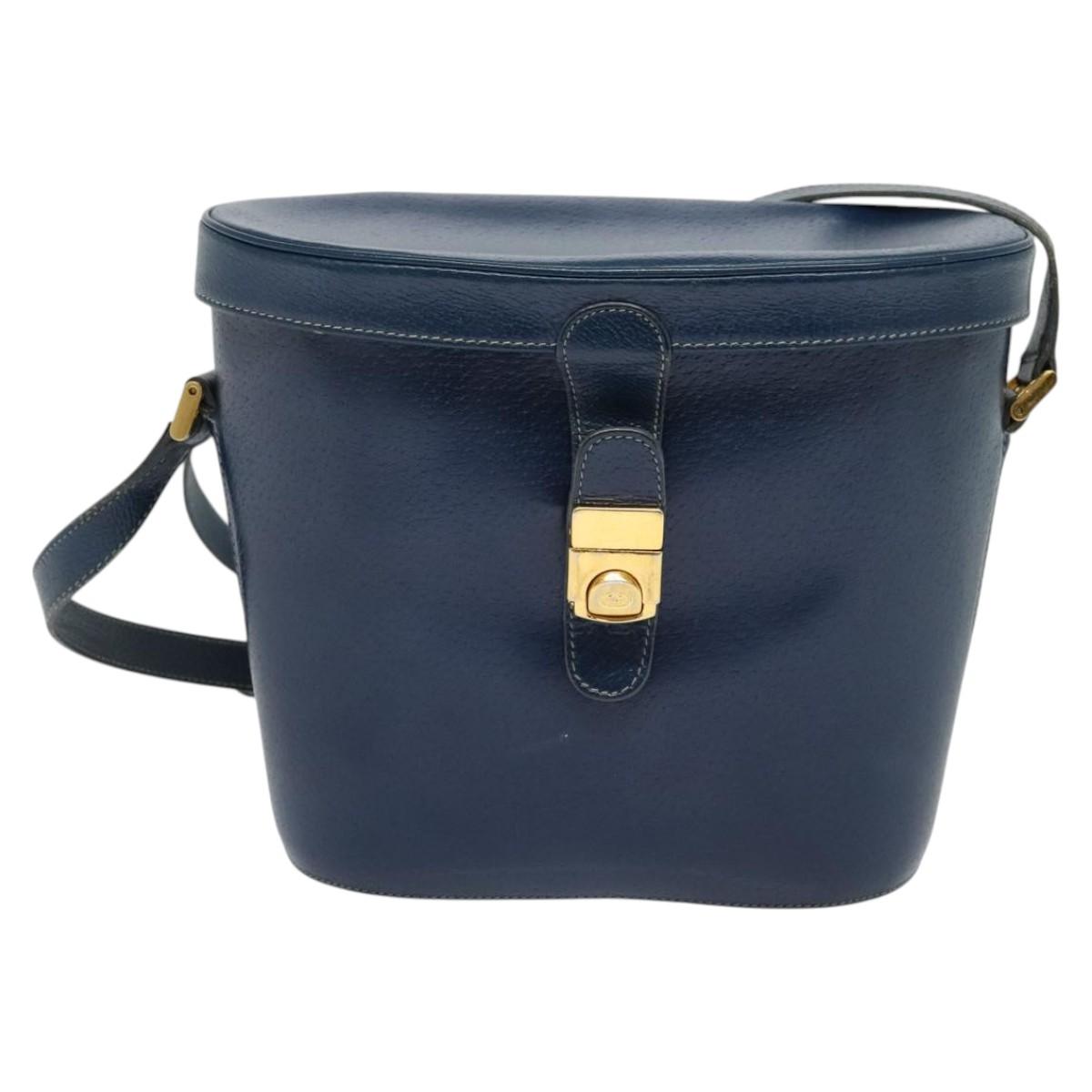 Gucci Authentic Navy Leather Shoulder Bag