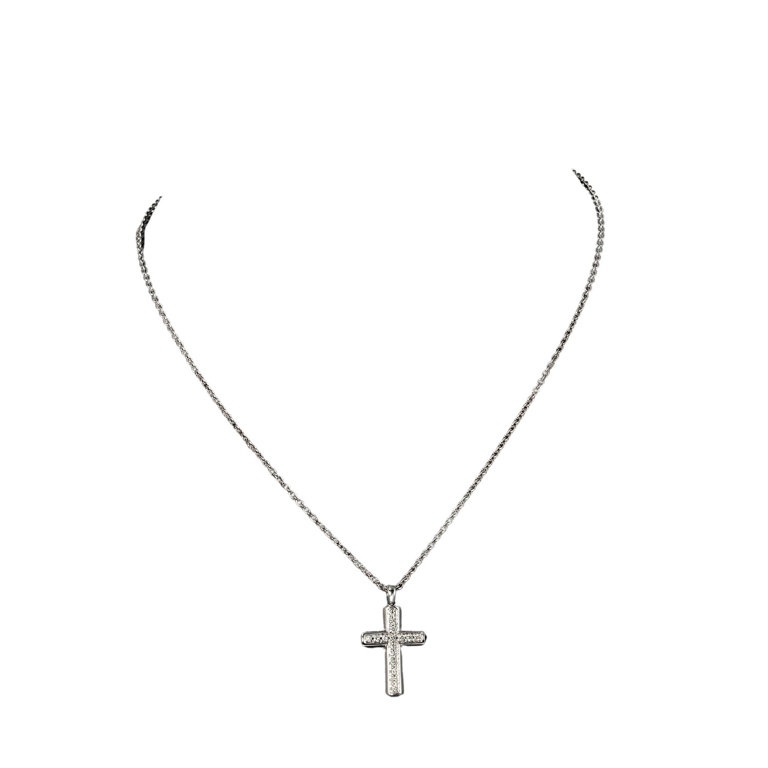 Bulgari Latin Cross Necklace Silver White Gold Necklace Jewelry Pre-Owned 2504$