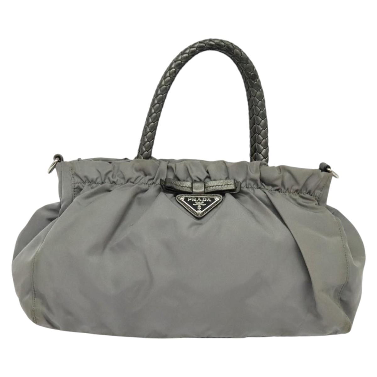 Prada Tessuto Grey Synthetic Handbag 100% Authentic Guaranteed