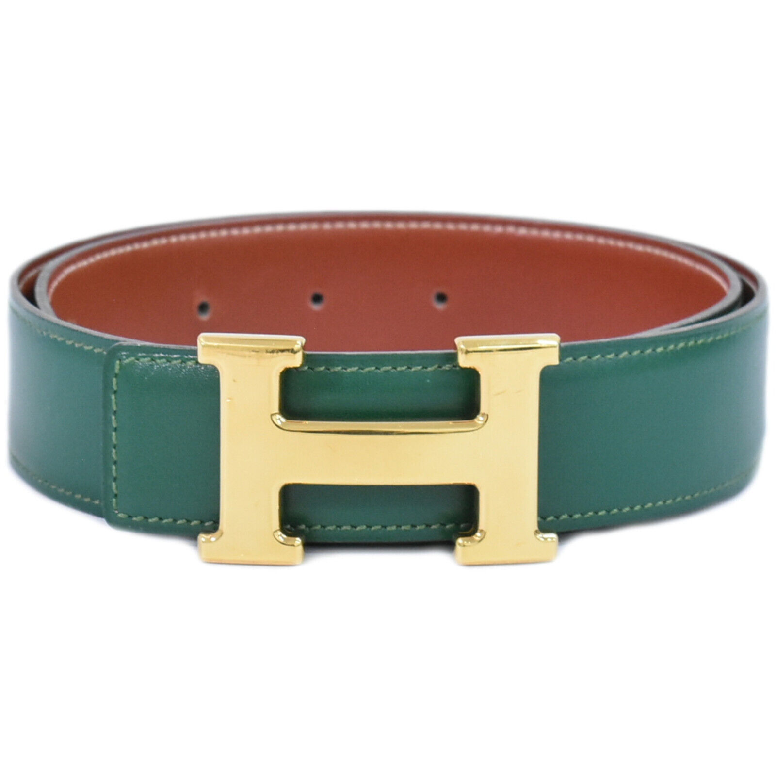 Herm s H Green Leather Belt (Pre-Owned)